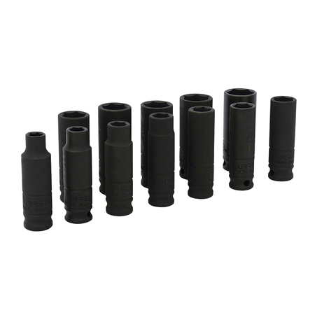 URREA 3/8" Drive Deep Impact Socket Set, Metric, 11 pcs 72212